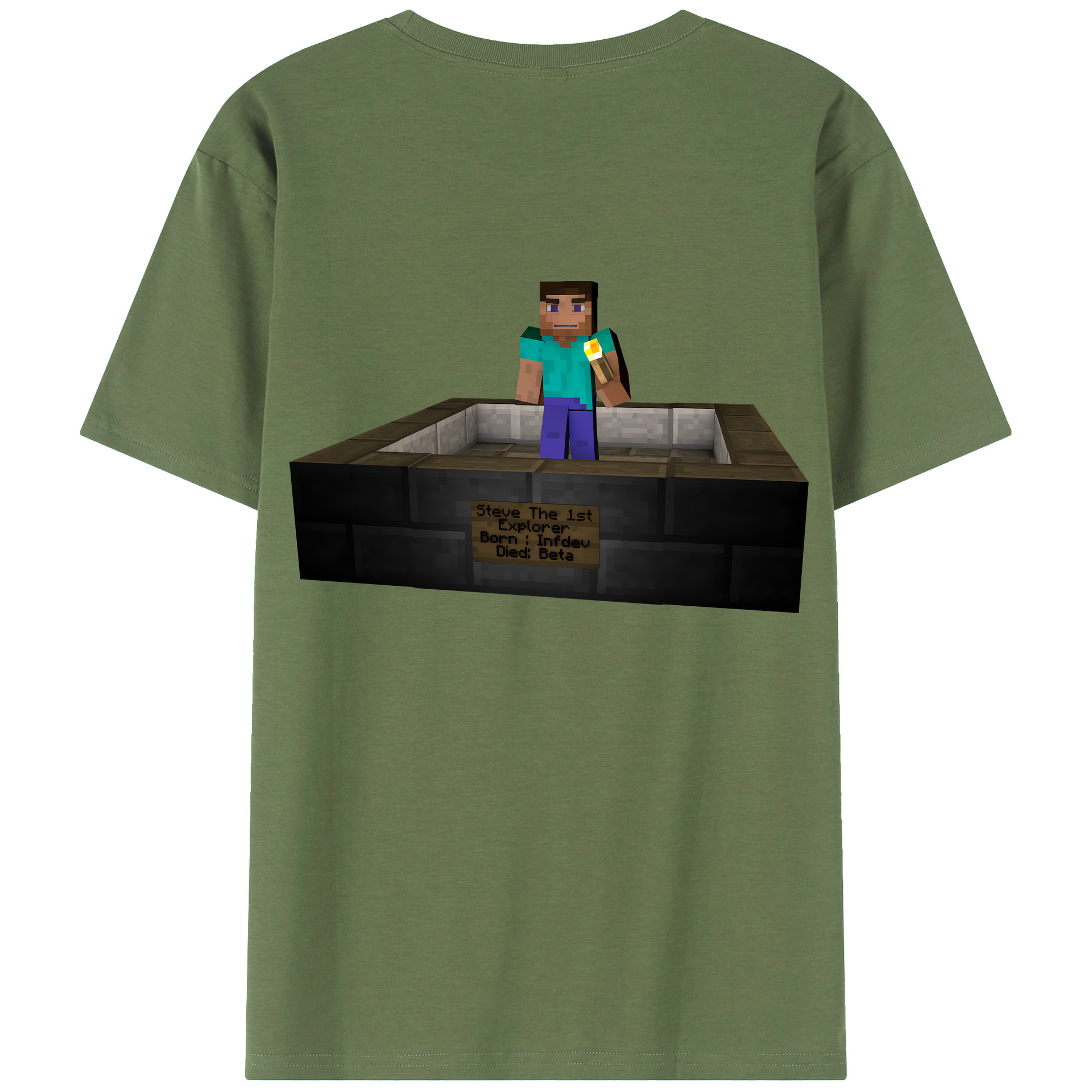 （画像用） マインクラフト ブロックの世界 Minecraft MC Block world 綿100％ メンズ半袖Tシャツ（バックプリント） 通気性